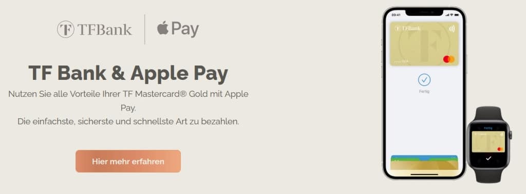 Goldene Kreditkarte mit Apple Pay